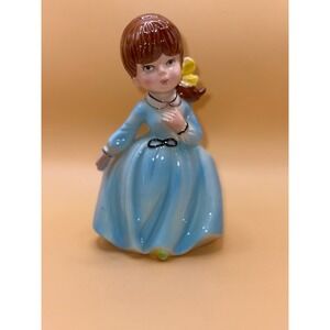 Inarco girl in blue planter Vase Holder #E3786 VTG
